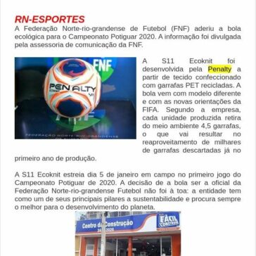 CAMPEONATO POTIGUAR 2020 TERÁ BOLA ECOLÑGICA CRIADA A PARTIR DE GARRAFAS RECICLADAS – Seridó Noticias