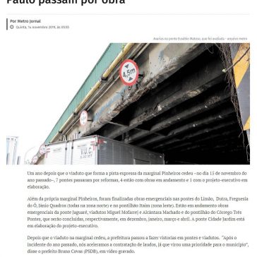 Um ano após desabamento, 12 pontes de São Paulo passam por obra – Metro Jornal