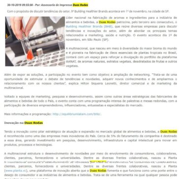 Duas Rodas patrocina evento voltado à inovação na indústria alimentícia – Guialat