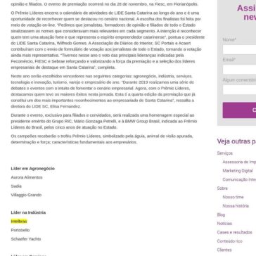 Prêmio Líderes de Santa Catarina chega à quarta edição com 21 finalistas – ESTRUTURA de Comunicação e Assessoria de Imprensa