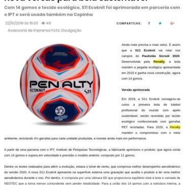 Paulistão Sicredi 2020: Penalty apresenta nova versão para bola sustentável – JE Online