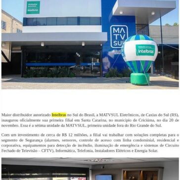 Inauguração da filial em Criciúma marca a entrada da MATVSUL Eletrônicos em Santa Catarina – Jornal Ponto Inicial