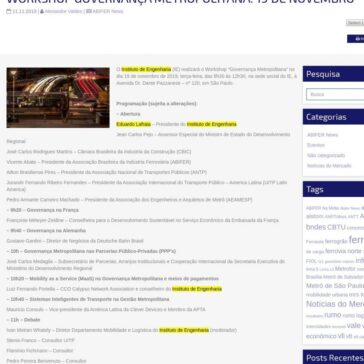 WORKSHOP GOVERNANÇA METROPOLITANA: 19 DE NOVEMBRO – ABIFER