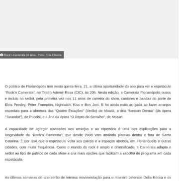 Hoje é a última chance do ano para ver o espetáculo Rock?n Camerata – Ego Notícias