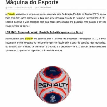 Penalty foca velocidade e precisão em bola do Paulistão 2020 · Notícia · Máquina do Esporte- Dica do Tio