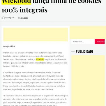 Wickbold lança linha de cookies 100% integrais | Ecompare – Ecommerce Brasil