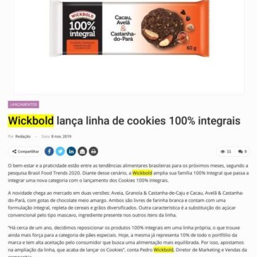 Wickbold lança linha de cookies 100% integrais – Newtrade