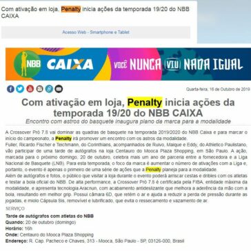 Com ativação em loja, Penalty inicia ações da temporada 19/20 do NBB CAIXA- Mk2studio