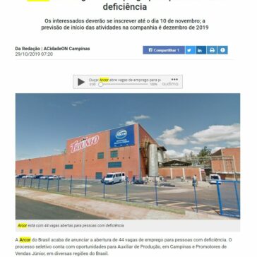 Arcor abre vagas de emprego para pessoas com deficiência – A Cidade On