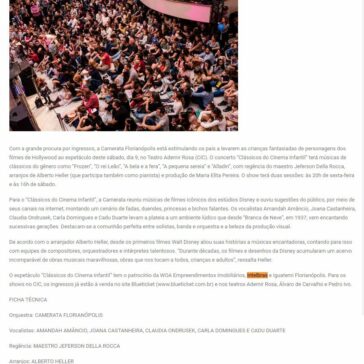 “Clássicos do Cinema Infantil”, com a Camerata Florianópolis – Jornal Trindade
