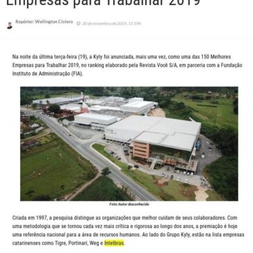 Grupo Kyly está entre as Melhores Empresas para Trabalhar 2019 – Nw Blumenau