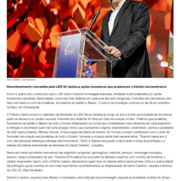 Prêmio Líderes de Santa Catarina chega à quarta edição com 21 finalistas – De Olho na Ilha