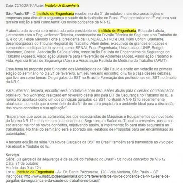 Instituto de Engenharia debate sobre o momento da SST no país – Revista Proteção