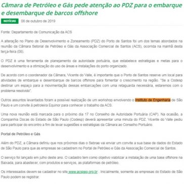Câmara de Petróleo e Gás pede atenção ao PDZ para o embarque e desembarque de barcos offshore – Facesp