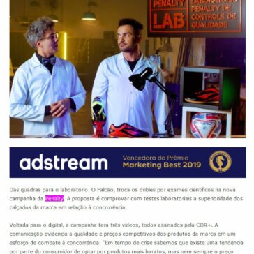 Falcão troca quadra por laboratório em nova campanha da Penalty – Grandes Nomes da Propaganda