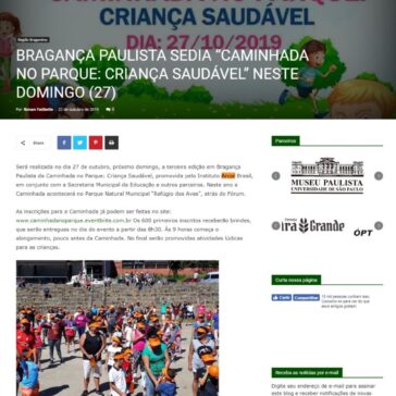 BRAGANÇA PAULISTA SEDIA “CAMINHADA NO PARQUE: CRIANÇA SAUDÁVEL” NESTE DOMINGO (27) – Atibaia Connection
