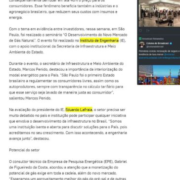 Redução no preço do Gás Natural favorece agronegócio, indústria e consumidores – Broadcast