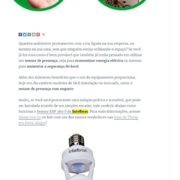 Sensor de presença com soquete: segurança, economia e fácil instalação – Thony