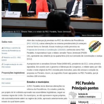 PEC Paralela vai ampliar alcance da reforma da Previdência – Senado Notícias – Senado Federal