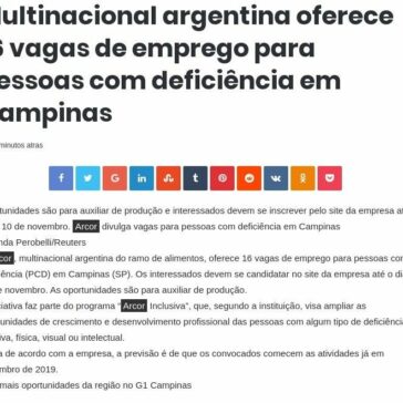 Multinacional argentina oferece 16 vagas de emprego para pessoas com deficiência em Campinas – Rádio Blog Peão