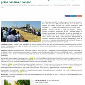 AGRÁRIA: Sistemas com cultivo de trigo têm maior produção de grãos por área e por ano – Portal do Agronegócio