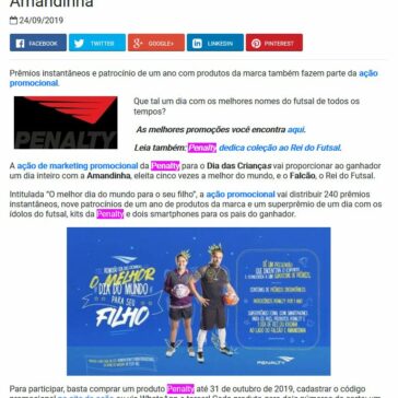 Promo da Penalty sorteia um dia com Falcão e Amandinha -Promoview