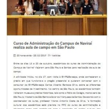 Curso de Administração do Campus de Naviraí realiza aula de campo em São Paulo – Fundação Universidade Federal de Mato Grosso do Sul