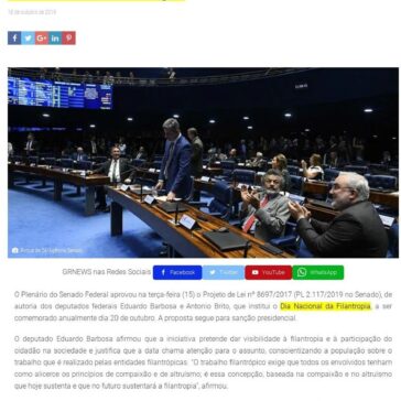 Plenário do Senado aprova criação do Dia Nacional da Filantropia – GR News