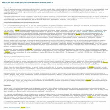 A importância da capacitação profissional em tempos de crise econômica – Agência o Globo