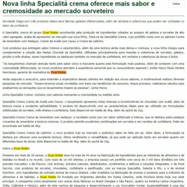 Nova linha Specialitá crema oferece mais sabor e cremosidade ao mercado sorveteiro – Aditivos & Ingredientes