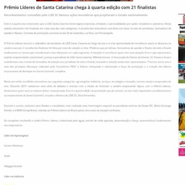 Prêmio Líderes de Santa Catarina chega à quarta edição com 21 finalistas – Jornal dos bairros