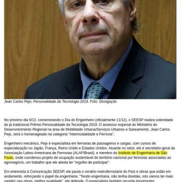 Jean Carlos Pejo: conhecimento a serviço da engenharia sobre trilhos – SHR Editorial