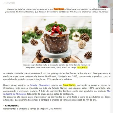 GASTRONOMIA: Selecta Chocolates apresenta receita de Chocotone – O RESUMO DA MODA