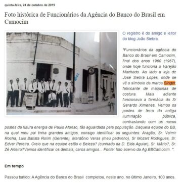 Foto histórica de Funcionários da Agência do Banco do Brasil em Camocim – Revista Camocim