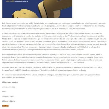 Prêmio Líderes de Santa Catarina – Jornal Trindade