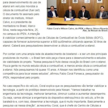 IPEN recebe presidente da Nissan do Brasil para acordo na área de desenvolvimento de célula a combustível a etanol – IPEN