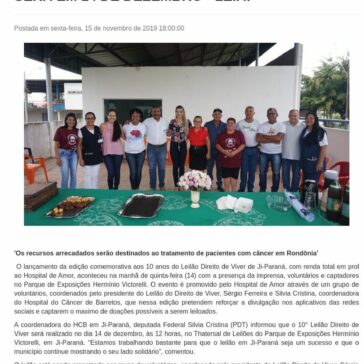 DIREITO DE VIVER : LEILÃO DA SOLIDARIEDADE SERÁ EM 14 DE DEZEMBRO – Central Rondônia