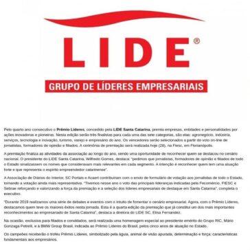 Conheça os finalistas do Prêmio Líderes de Santa Catarina – Acontecendo Aqui