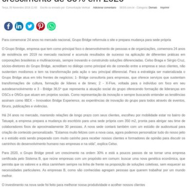 Grupo Bridge prepara mudança de sede, caminha rumo ao Sistema B e prevê crescimento de 30% em 2020 – SEGS