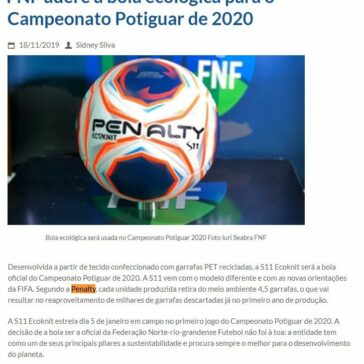 FNF adere a bola ecológica para o Campeonato Potiguar de 2020 – Sidney Silva