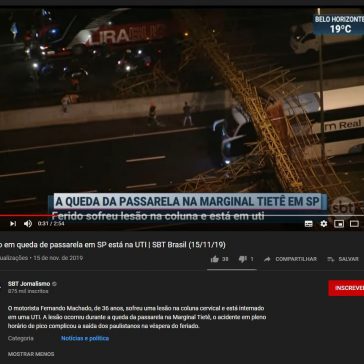 Ferido em queda de passarela em SP está na UTI | SBT Brasil (15/11/19) –  SBT Jornalismo Youtube