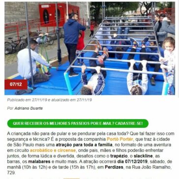 Acrobacias em família: quem traz esse circuito circense para todas as idades é a companhia Portô Portér, graduada pela USP – São Paulo para Crianças