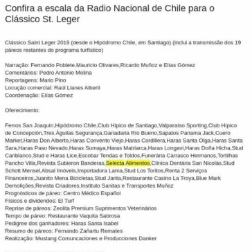 Confira a escala da Radio Nacional de Chile para o Clássico St. Leger – Microfone de Ouro