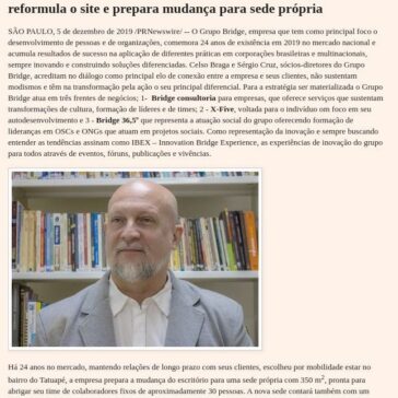 Grupo Bridge está com site novo no ar, prepara mudança de sede e caminha rumo ao Sistema B! – Infinito Pensamento