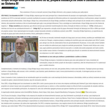 Grupo Bridge está com site novo no ar, prepara mudança de sede e caminha rumo ao Sistema B! – Jornal Dia Dia