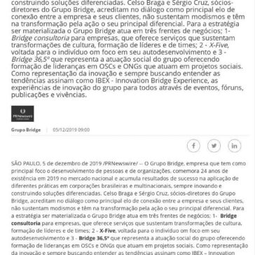Grupo Bridge está com site novo no ar, prepara mudança de sede e caminha rumo ao Sistema B! Portal Imprensa