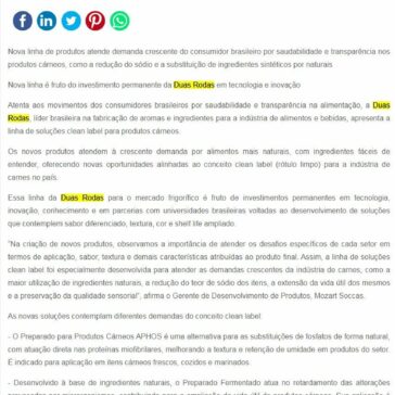 Duas Rodas lança soluções clean label para a indústria de carnes – SEGS