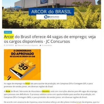 Arcor do Brasil oferece 44 vagas de emprego; veja os cargos disponíveis · JC Concursos – Concursos e Apostilas