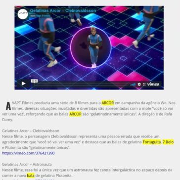 Fernando Vasconcelos VAPT Filmes produz série de comercial para Arcor – Fernando Vasconcelos