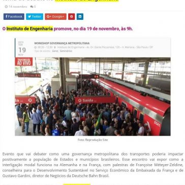 Integração do transporte público metropolitano em São Paulo é tema de debate no Instituto de Engenharia – Vivi Fávaro